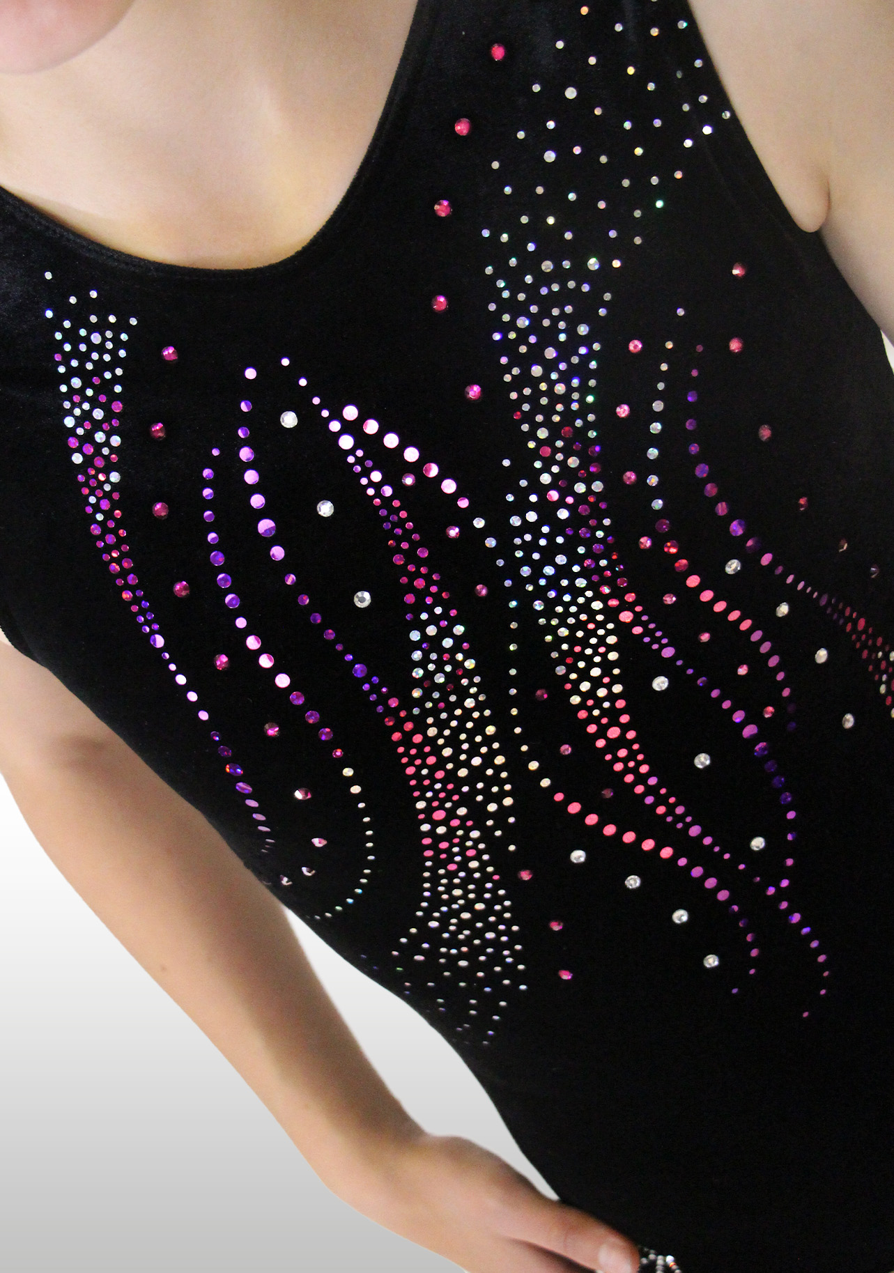 Turnpakje V670 Zwart / roze glitters